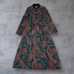 Timeless Creations ペイズリー柄　ロングワンピース 秋色レトロ