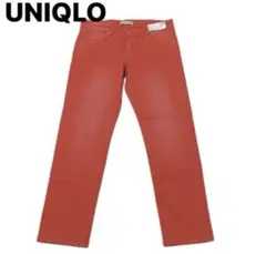 未使用レディースユニクロ スリムフィットカラーアンクルジーンズ26インチレッド系