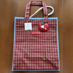 familiar 赤と緑のチェック トートバッグ