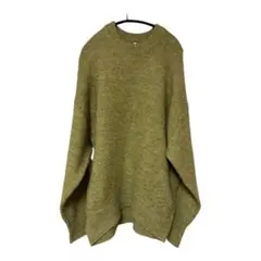 美品❤️丸襟ゆったりニット　オリーブグリーン L 丈長め