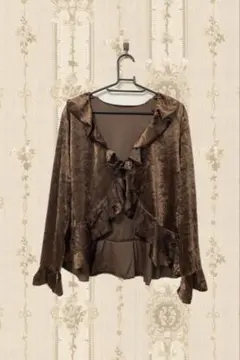 フェアリーグランジ ベロアフリルカーディガン バレエコア y2k 森ガール