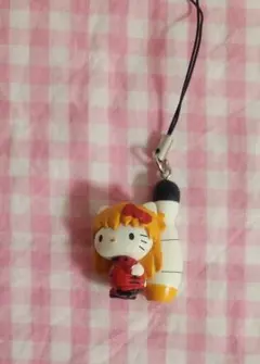 ハローキティ×エヴァンゲリオン コラボ ストラップ アスカ ラウンドワン
