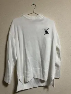 【断捨離】引退セールめちゃ安い【128】 ホワイト W刺繍 セーター Mサイズ