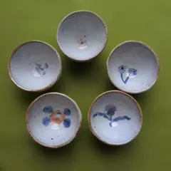 花柄の陶器 湯飲み 5個セット