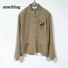 anschlug レディース ブラウン チェック柄 肩パッドありジャケット
