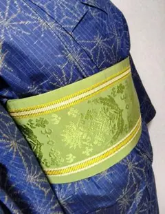小紋 単衣 着物 藍色 麻の葉文様