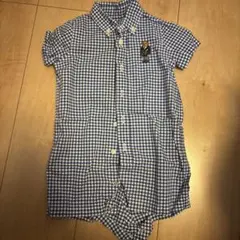 【美品】ラルフローレン　ギンガムチェック柄半袖シャツ ロンパース　6M