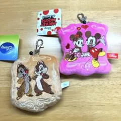 ディズニー ミッキー＆ミニー チップ＆デール パスケース 定期入れ リール付き