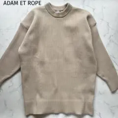 美品✨アダムエロペ　厚手　ベージュ リブニット 長袖 オーバーサイズ　FREEのサムネイル