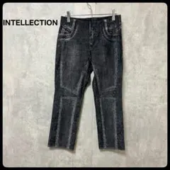 # INTELLECTION ブラックカジュアルパンツ イラストパンツ