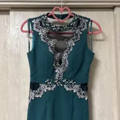 IRMA ダークグリーン刺繍タイトドレス