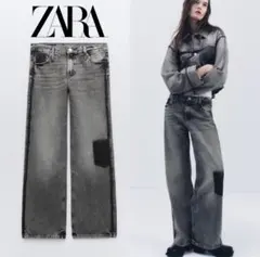 新品 ZARA RELAXED FIT ミッドライズ デニムパンツ 38 グレー
