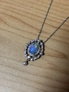 銀製　刻印あり　オパール　ネックレス