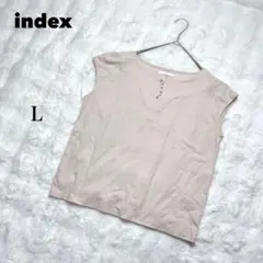 インデックス フレンチスリーブカットソー パールボタン コットン100% 夏　Lのサムネイル