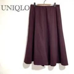 【UNIQLO】フレアスカート L ウールブレンド ワインカラー 秋冬