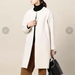 ノーカラーコート ロングコート