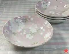 【美濃焼】【宇野千代】桜の花柄 中皿4枚 直径約１６.５cm深さ約４cm 未使用