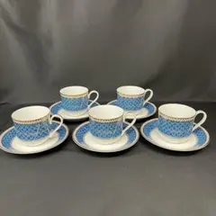 美濃焼　龍峯窯　カップ＆ソーサー　5客セット　七宝　金彩