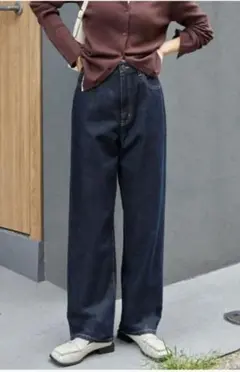 MONO-MART ハイウエストストレートデニムパンツ