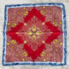 【美品】 ETRO エトロ シルク混スカーフ ペイズリー柄 ボタニカル 43cm