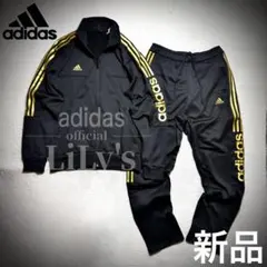 【Ｍサイズ】adidas上下セットアップ　新品　黒金　定価17,600円　裏起毛