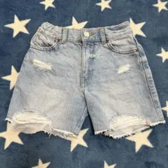 ZARA ダメージ加工 ライトブルー ハーフパンツ 122
