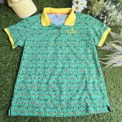 263 美品PARADISO ウェア ポロシャツ 総柄 Lグリーン　レディースのサムネイル