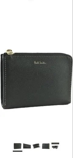 ポールスミス　緑レザー 二つ折り財布 カードポケット付き