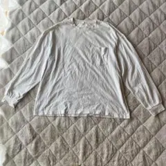 ジーユー メンズ カットソー ロンT 白 クルーネック 無地 重ね着 ゆったり