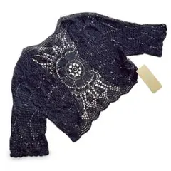 レース編み 長袖ボレロサイズ9 黒