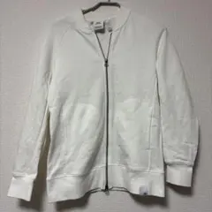 adidas ホワイト ジップアップパーカー UK S