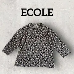 ECOLE 長袖トップス ハイネックカットソー 薄手ロンT (М-L)ブラック系