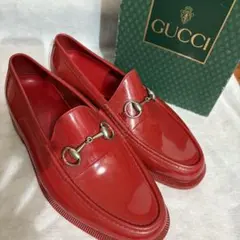 GUCCI エナメルローファー レインシューズ 赤 size7 26cm