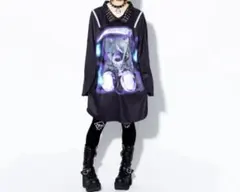 【美品・希少】トラバス 死神くま ショルダージップ 長袖シャツ BLACKのサムネイル