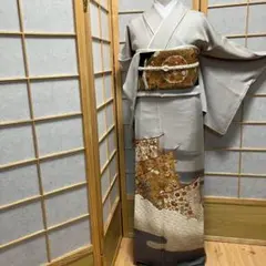 ［6174］色留袖 美品 駒刺繍 比翼付 金彩 五つ紋 沢瀉 正絹 着物 袷 未使用 作家物 金駒刺繍 金彩友禅 黒留袖 比翼仕立て 平安絵巻 正絹