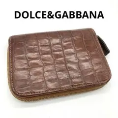 DOLCE&GABBANA ドルガバ 二つ折り財布 クロコ型押し ブラウンのサムネイル