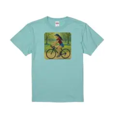 ハイクオリティー Tシャツ 女の子　自転車　サイクリング　公園 前