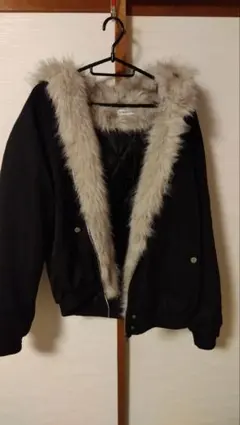 ファージャケット 黒 良品 短丈 メンズ レディース