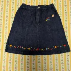 miki HOUSE デニム花柄スカート 140cm