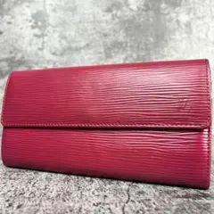 美品 LOUIS VUITTON エピ ポルトフォイユサラ 長財布 フューシャ