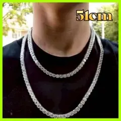 ユニセックス ジルコニア テニスチェーン 高級感 ネックレス