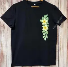 プルメリアのラインTシャツ♡ハワイアン フラダンス♡レイ ボタニカル 黄花