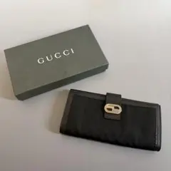 GUCCI 長財布 Gロゴ　シルバー金具　札入れ　小銭入れ　ナイロン レザー　黒