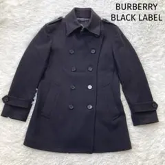 バーバリーブラックレーベル　ウール　コート　カシミヤ　羊毛　ノバチェック　黒　M
