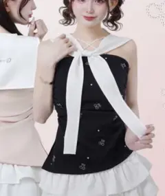 ルミニョン Cherry scarf peplum top【レッド】 - メルカリ
