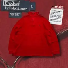 ^*^様 00s ポロラルフローレン ハーフジップ スウェット 赤 フェード L