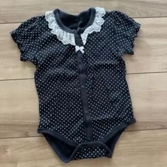 水玉模様 レース襟 ボディスーツ