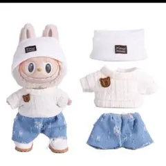 ラブブ Labubu 17cmぬい服 ニット帽 トップス パンツ 3点セット