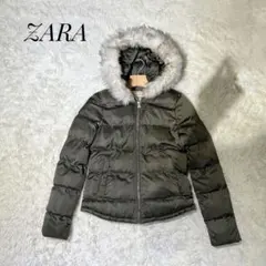 【2WAY】ZARA ザラ ダウンジャケット カーキ 切替 Sサイズ