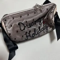 JILLSTUART ポーチ サテン リボン レース ドット ピンク ブラック